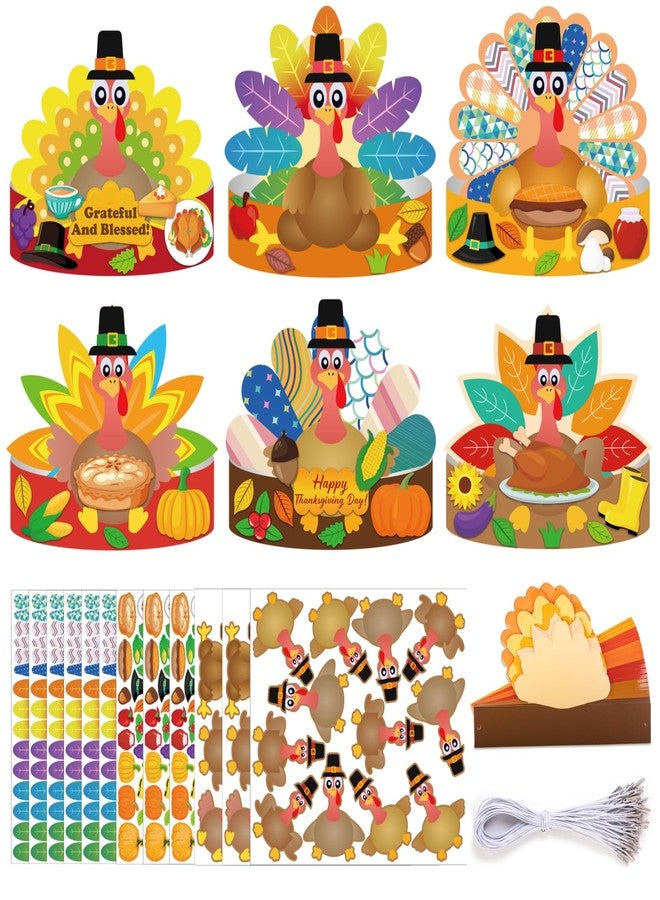 80UncleKimby 36Pcs Thanksgiving Turkey Hat Craft Kit for Kids - DIY Fall Paper Headbands Crowns Arts Decoration for Classroom Activities Party Supplies - Style 3 - Image 1